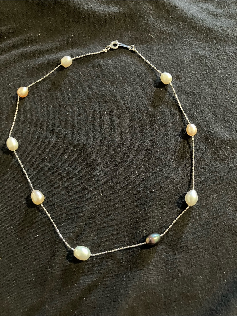 Vintage Multi-Color Rice Pearl 16” Choker Necklace 18KRGP